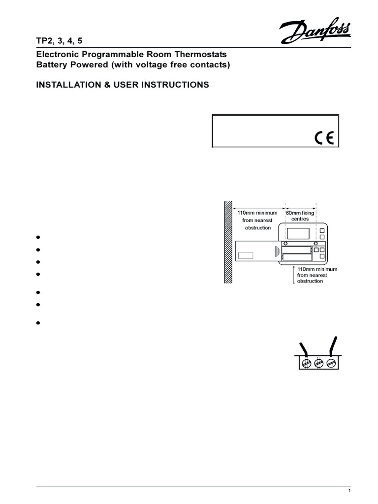 Programmable Room Thermostat Guide | PDF | Thermostat | Electrical Wiring