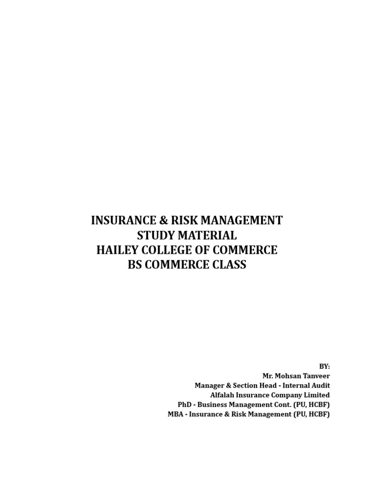 IRM Study Material - Before Mid Terms | PDF | Insurance | Reinsurance