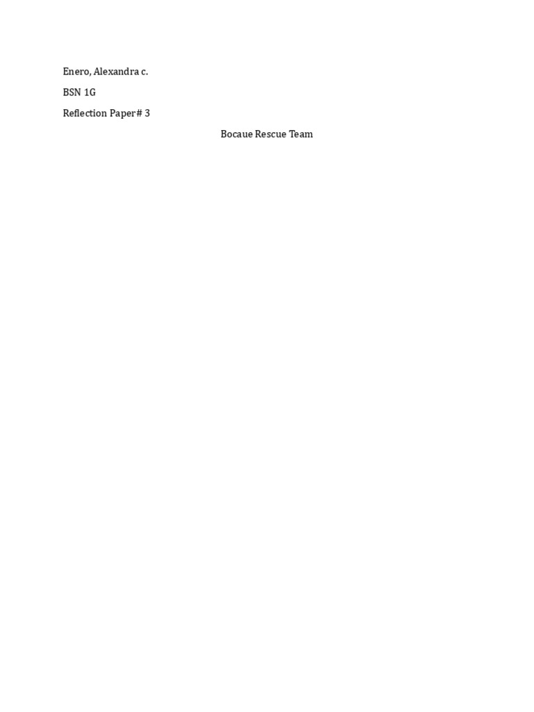 Reflection Paper#3 Bocaue Rescue Team | PDF