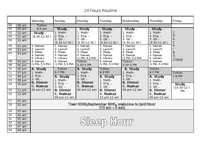 Weekly Study and Tuition Schedule | PDF | Science & Mathematics