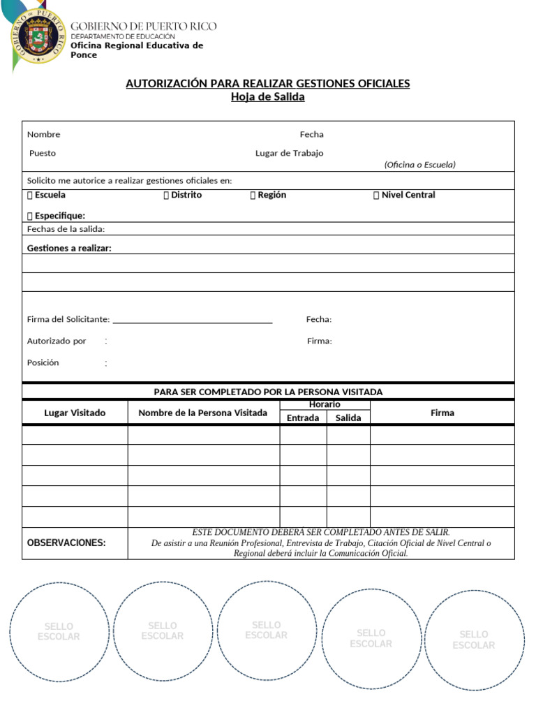 Autorización para Gestiones Oficiales | PDF