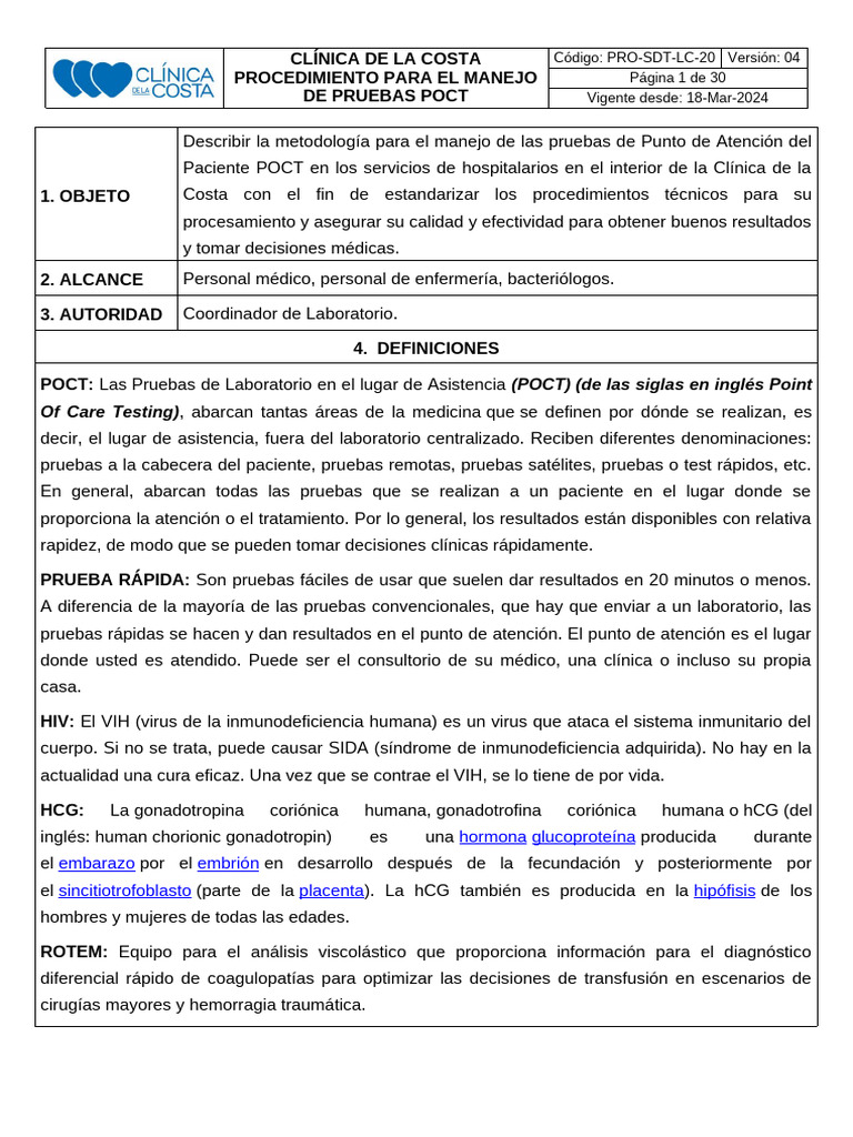 Manejo Efectivo de Pruebas POCT en Clínica | PDF | Especialidades ...