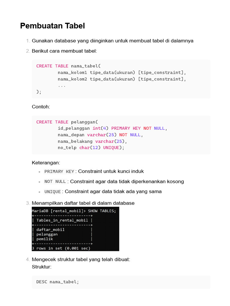 Query Dasar MySQL - Mengelola Tabel | PDF