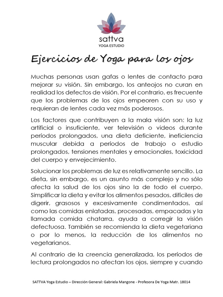 Ejercicios de Yoga para Mejorar la Visión | PDF | Lentes | Ojo