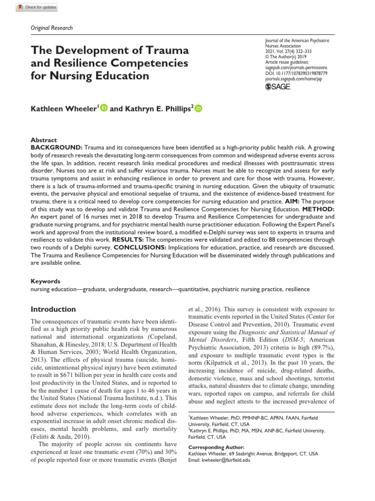Trauma and Resilience in Nursing Education | PDF | Psychological Trauma ...