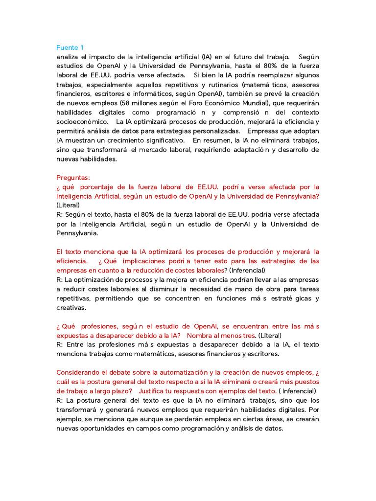Impacto de la IA en el futuro laboral | PDF | Inteligencia artificial ...