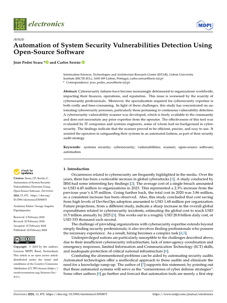 Electronics 13 00873 | PDF | Security | Computer Security
