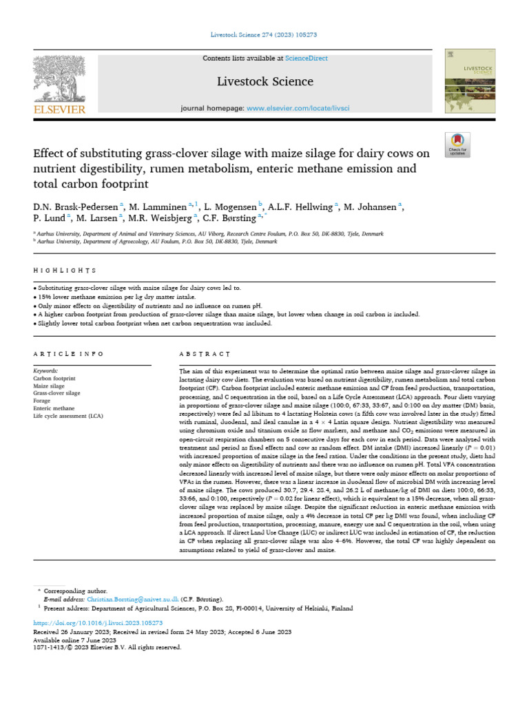 Brask-Pedersen Et Al, 2023 | PDF | Cattle | Dairy Cattle