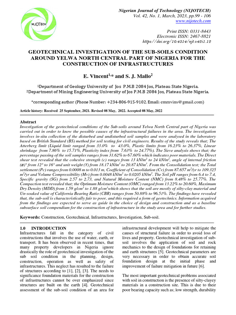 Geotechnical Assessment of Yelwa Soils | PDF | Civil Engineering | Soil