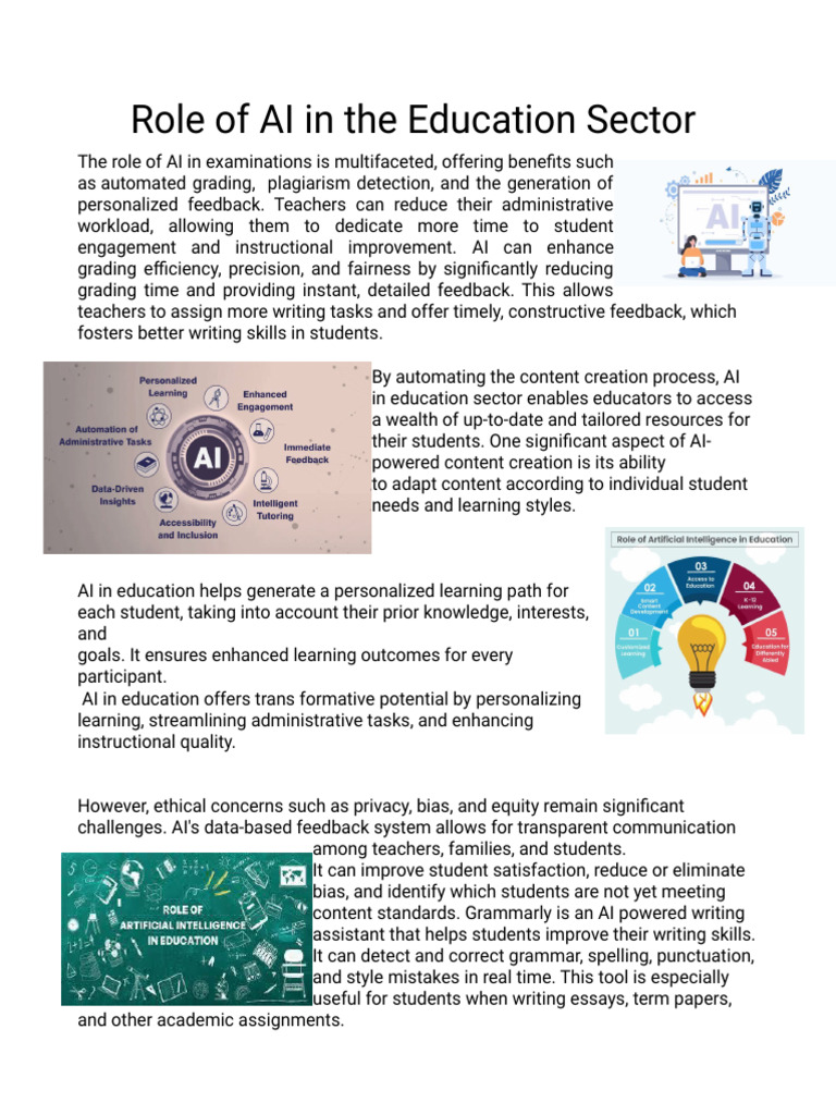 Role of AI in The Education Sector | PDF