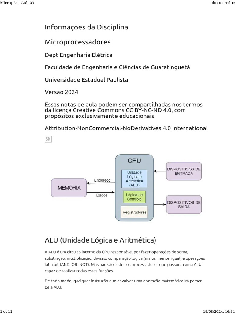 Estrutura e Funções da CPU em Microprocessadores | PDF ...