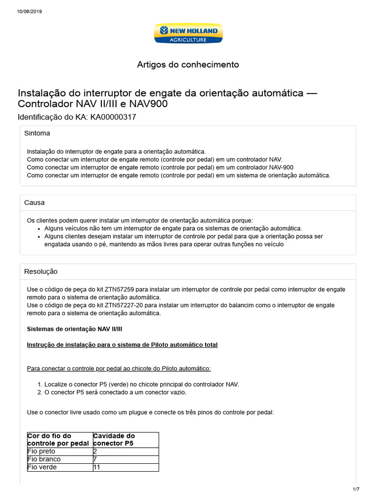 Instalação do Interruptor NAV II/III e NAV900 | PDF | Conector elétrico