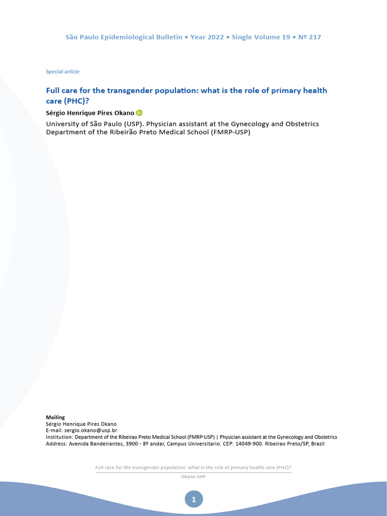 Transgender Care in Primary Health Care | PDF | Transgender | LGBTQIA+ ...