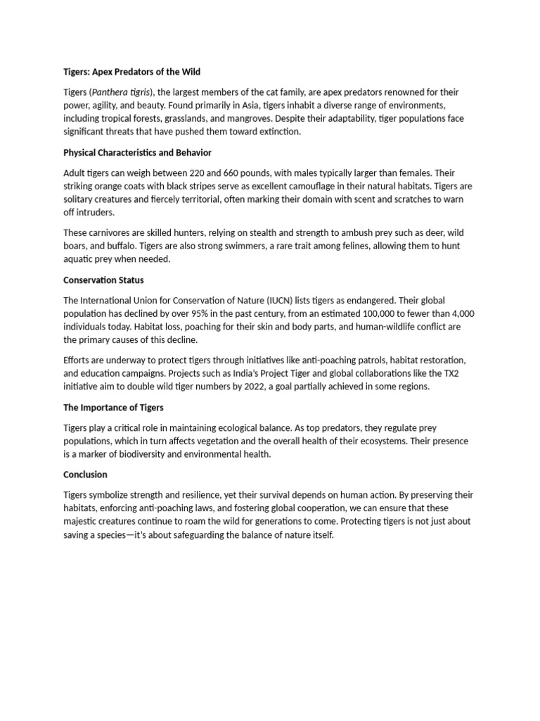 Short Facts About Tigers | PDF