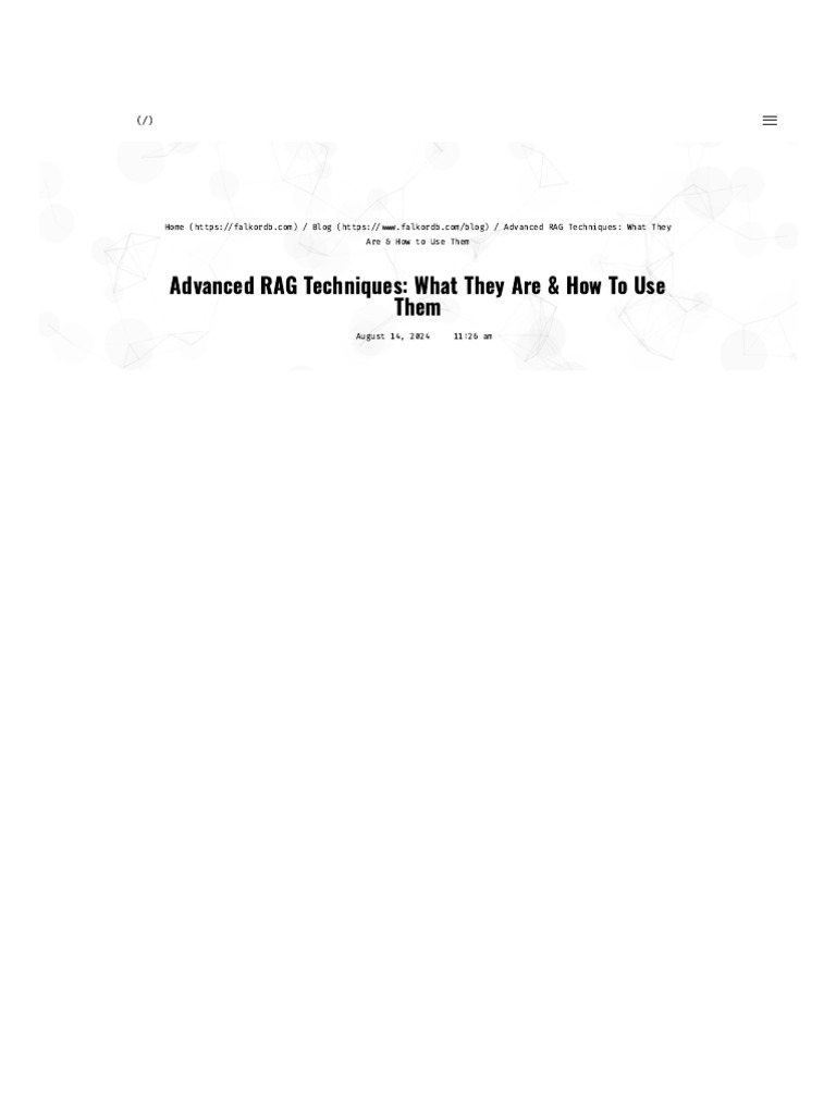 Advanced RAG Techniques Guide | PDF | Information Retrieval ...
