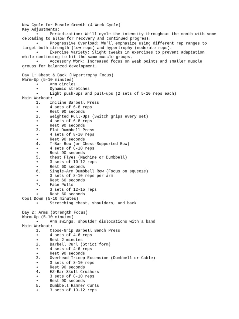 Workout Cycle | PDF | Strength Training | Weight Training