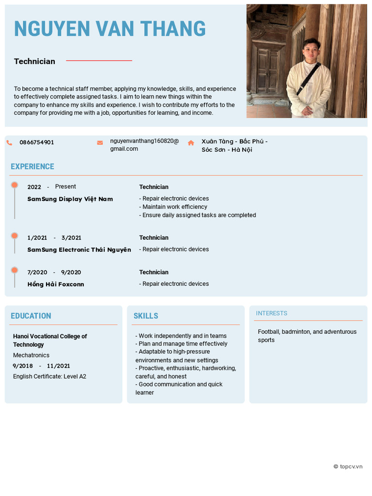 CV NGUYEN VAN THANG - NguyenVanThang-TopCV - VN | PDF