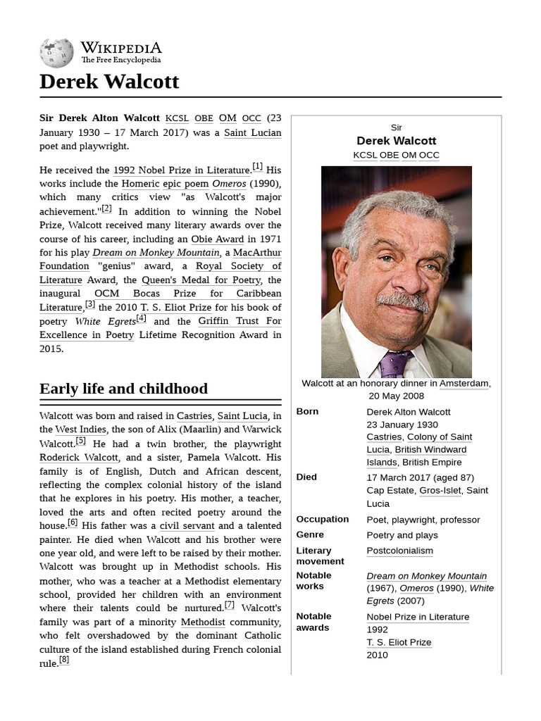 Derek Walcott Pdf Poetry