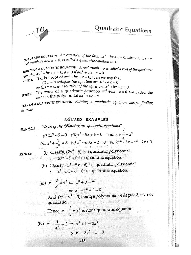 Chapter 4 Quadratic Eqn. and Chapter 5 Arithmetic Progression | PDF