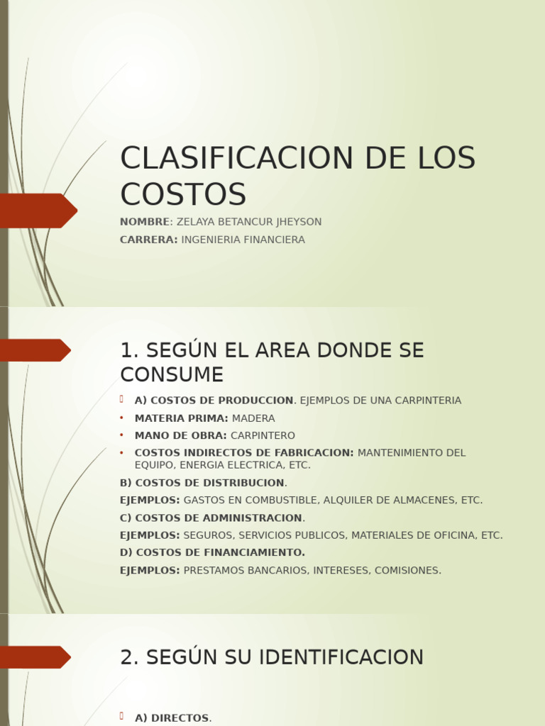 Clasificación de Costos Empresariales | PDF | Costo | Salario