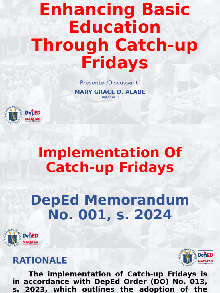 Enhancing Basic Education Through Catch-Up Fridays | PDF | Learning ...