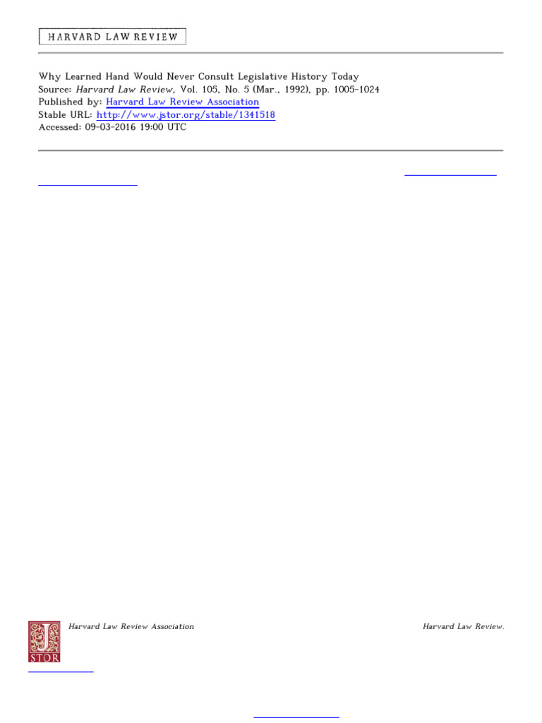 Learned Hand and Legislative History Debate | PDF | Antonin Scalia ...