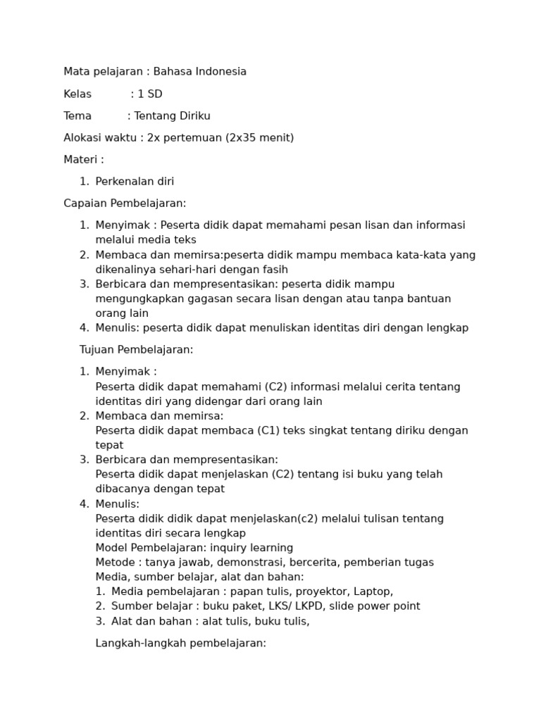 Contoh RPP - SD | PDF