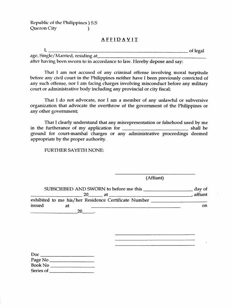 Affidavit of Undertaking | PDF