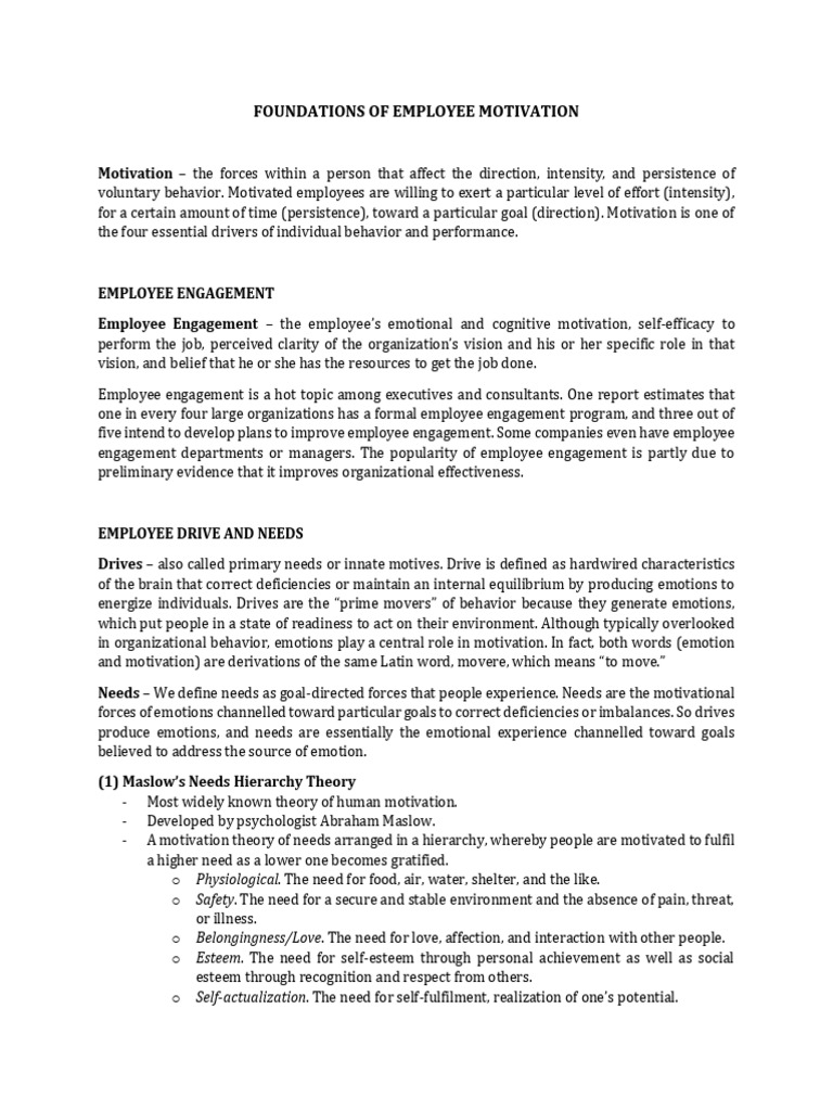 Handout 4 | PDF | Motivational | Motivation