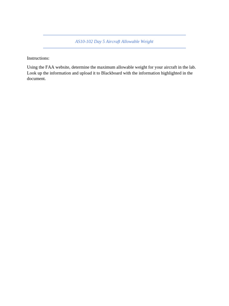 FAA Maximum Allowable Aircraft Weight | PDF