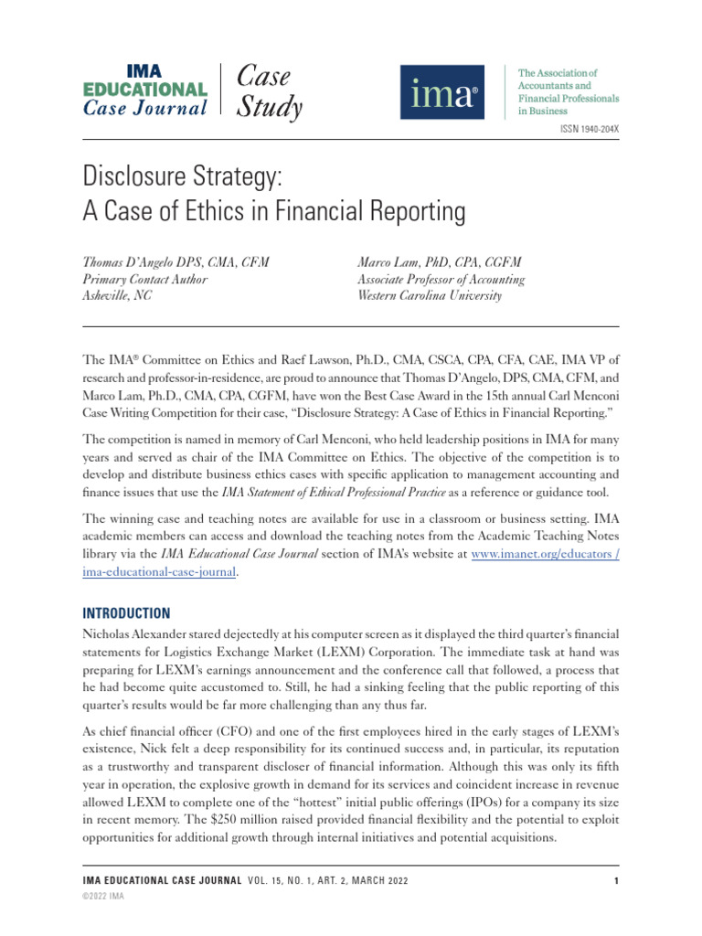 Disclosure StrategyCS031222 | PDF | Conflict Of Interest | U.S ...