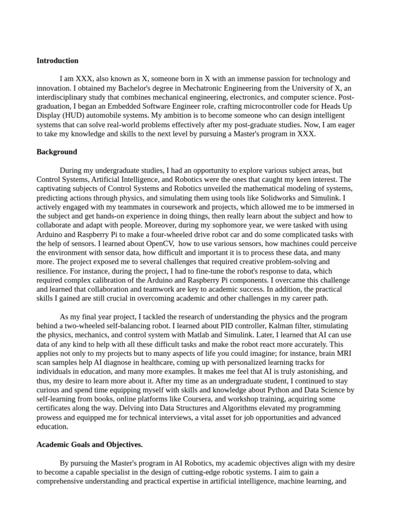 Statement of Purpose | PDF | Artificial Intelligence | Intelligence (AI ...