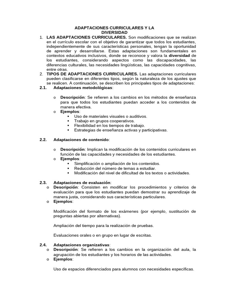 Adaptaciones Curriculares | PDF | Evaluación | Plan de estudios