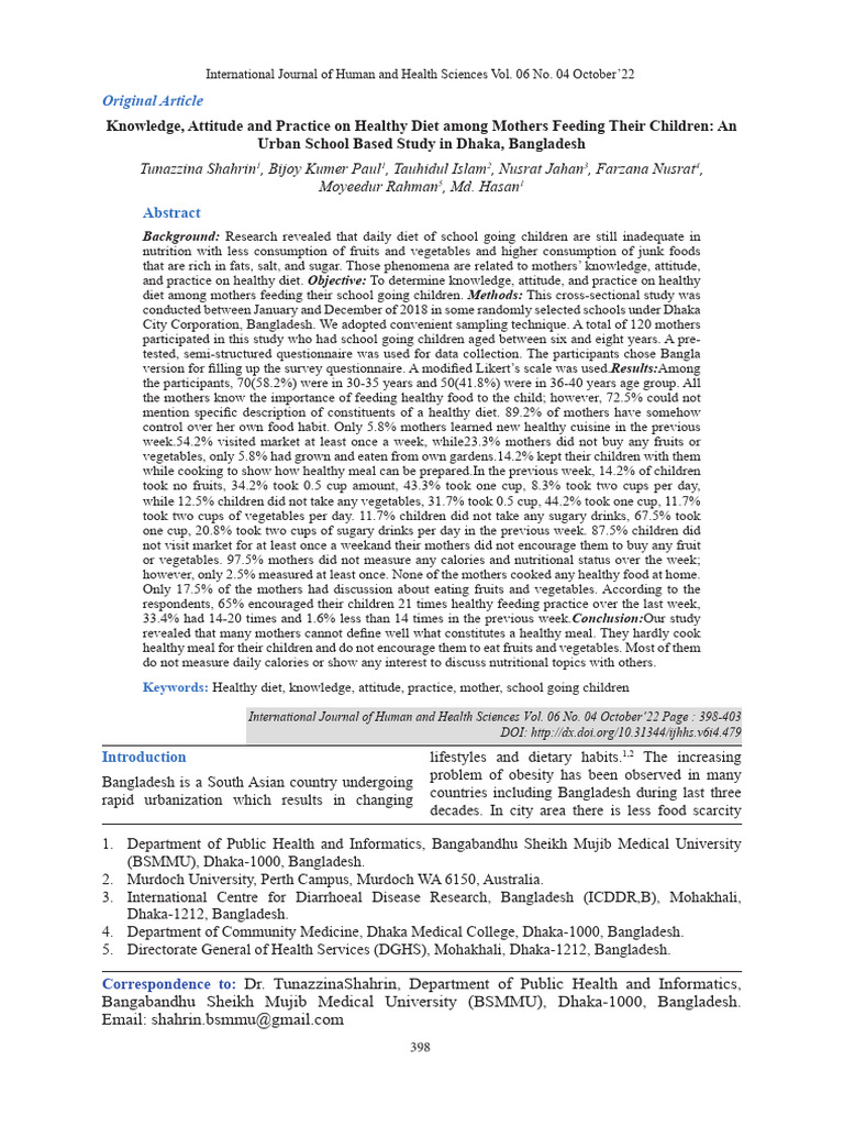 Knowledge Attitude and Practice On Healt | PDF | Healthy Diet | Diet ...