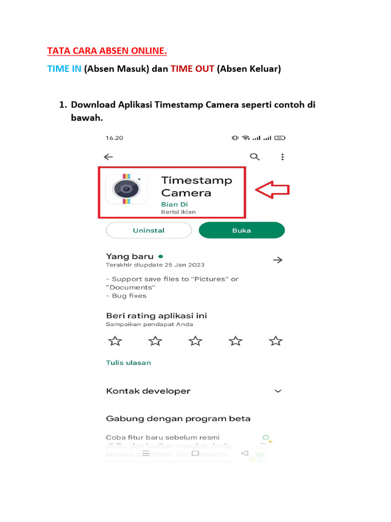 Cara Absen Online dengan Timestamp Camera | PDF