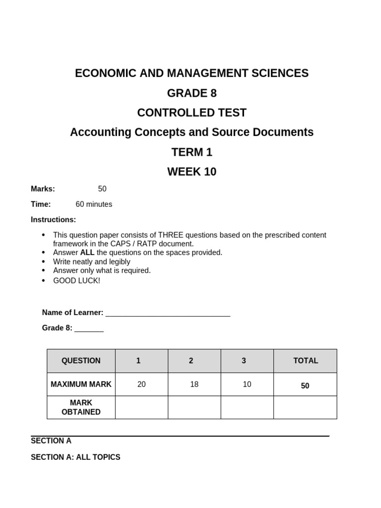 Grade 8 EMS - Task 2 - Example | PDF | Debits And Credits | Financial ...