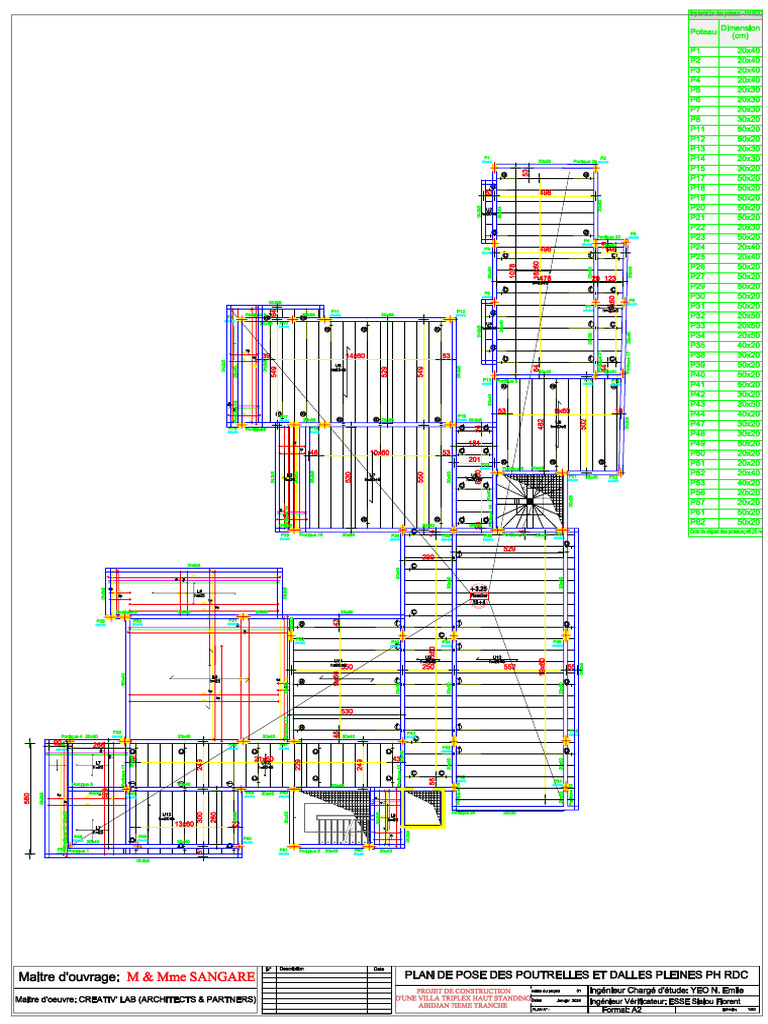 Plan De Pose Des Poutrelles Et Dalles Pleines Ph Rdc Pdf