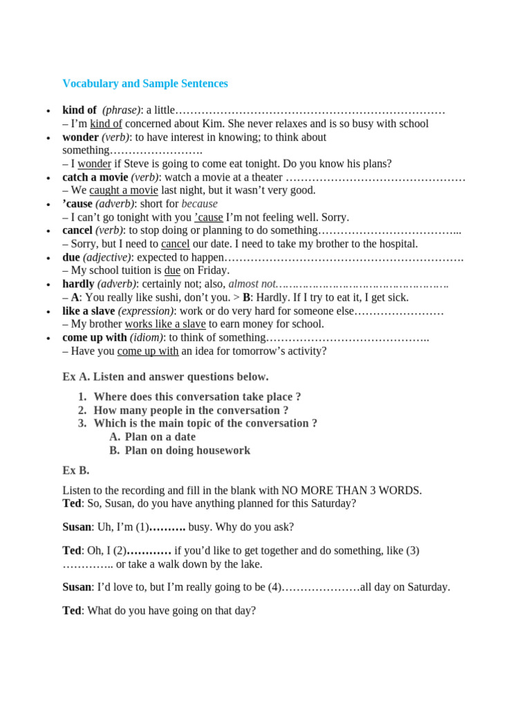 Listening Test 6 | PDF | Adverb | Verb