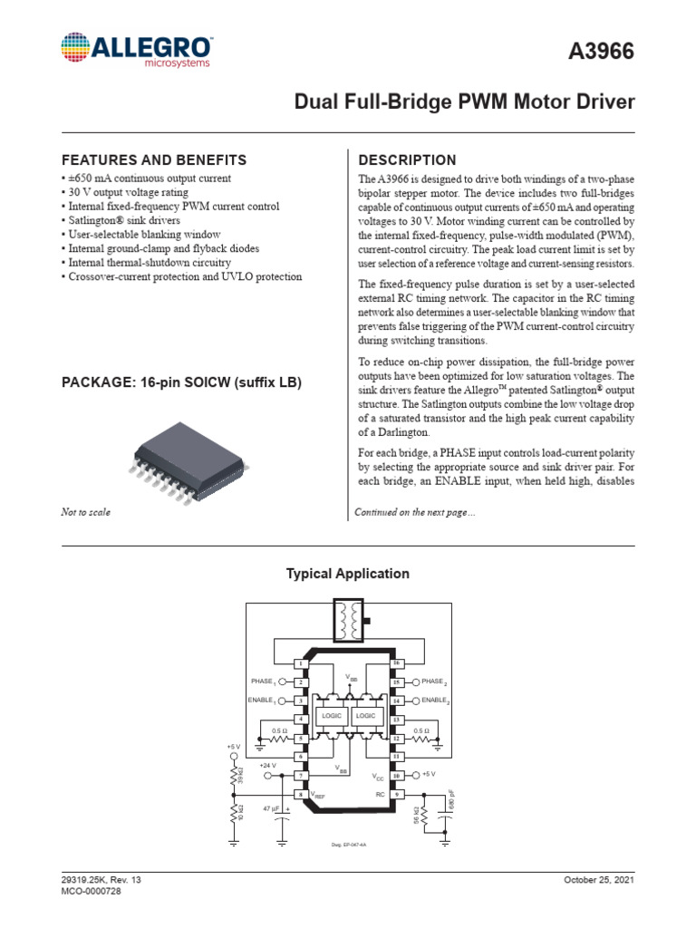 A3966 Datasheet | PDF | Electrical Engineering | Electricity