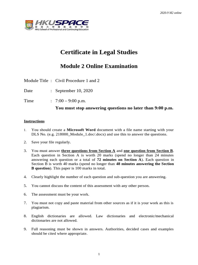 08-2020 Online M02 Exam Paper | PDF | Judgment (Law) | Separation Of Powers