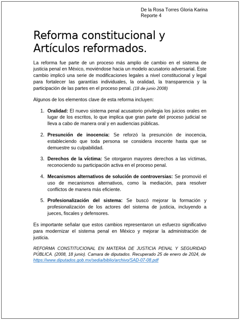Reforma Penal en México 2008 | PDF | Mandato | Mediación