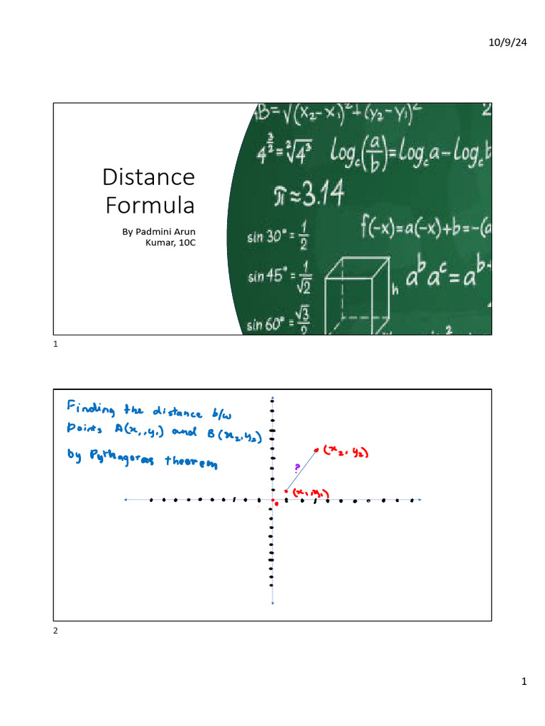 Math PPT Distance Formula | PDF