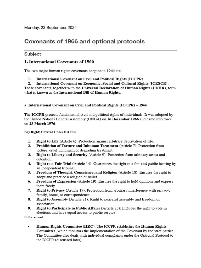 1966 Human Rights Covenants Overview | PDF | Human Rights | Treaty