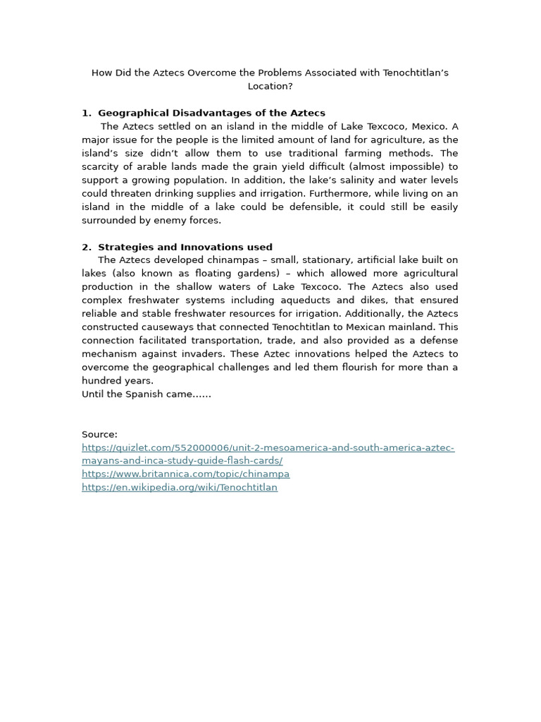 Aztec Innovations in Tenochtitlan's Geography | PDF