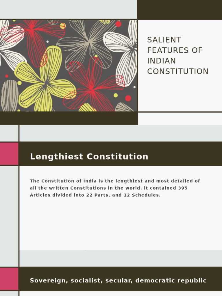 Salient Features of Indian Constitution | PDF | Citizenship | Constitution