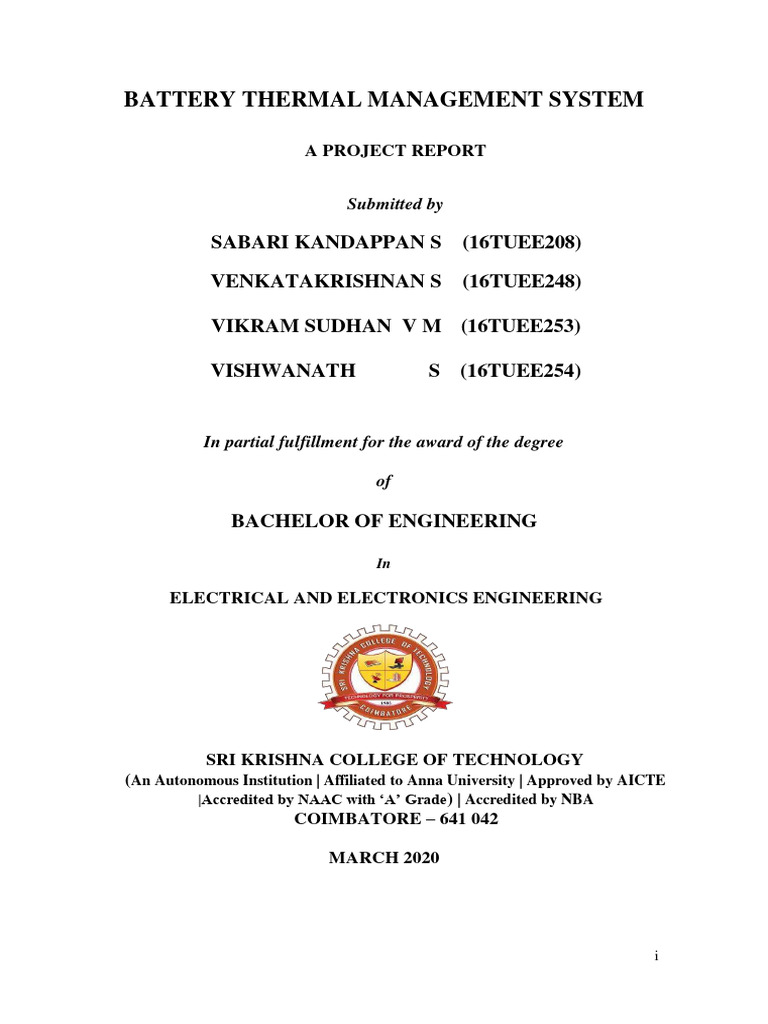 Battery Thermal Management System Report | PDF | Electric Power | Power ...
