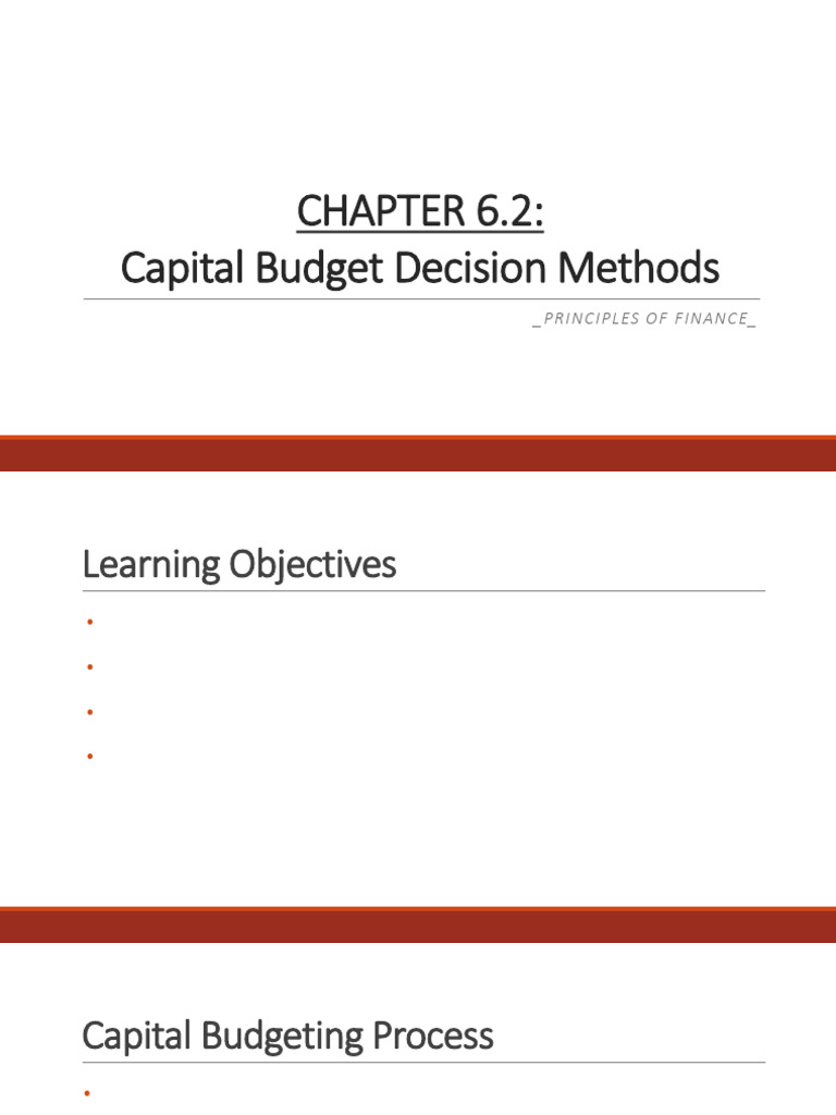 Chapter 6.2 - Capital Budget Decision Methods | PDF | Capital Budgeting ...