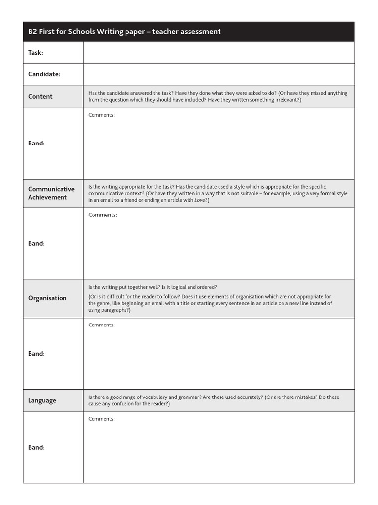 B2 Writing Assessment Criteria Guide | PDF