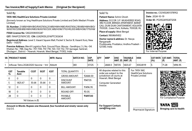 Invoice for Healthcare Purchase | PDF | Taxes | Payments