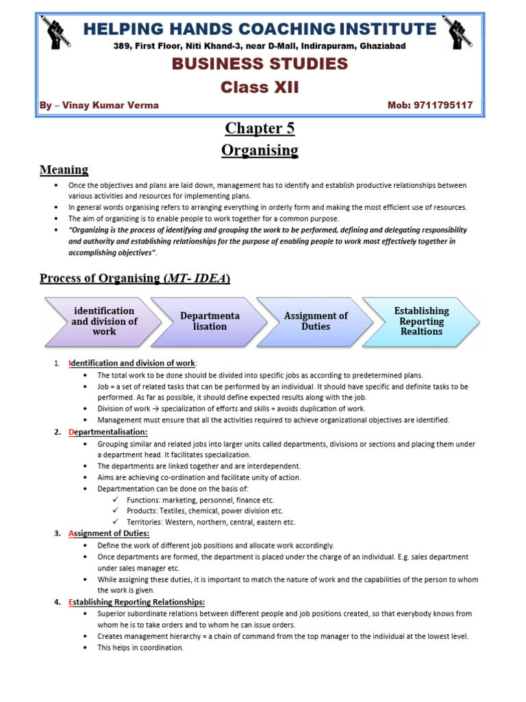 Bst class 12th ch 5 pdf organizational structure hierarchy